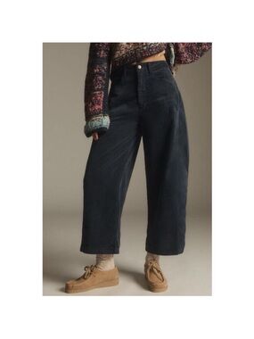 Anthropologie Pilcro Kenna Mid-Rise Heritage Barrel Jeans Corduroy Navy size 31